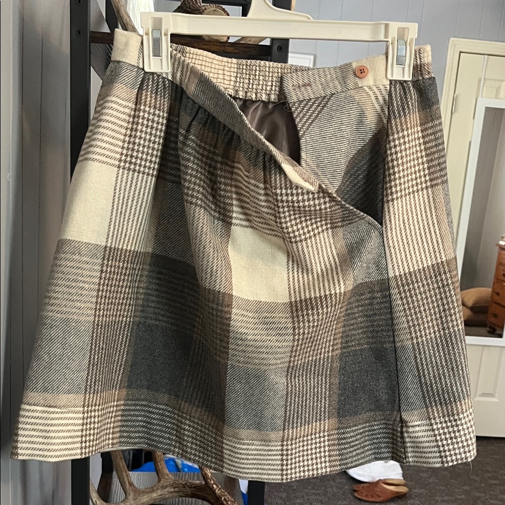 Wool Plaid A-Line Skirt